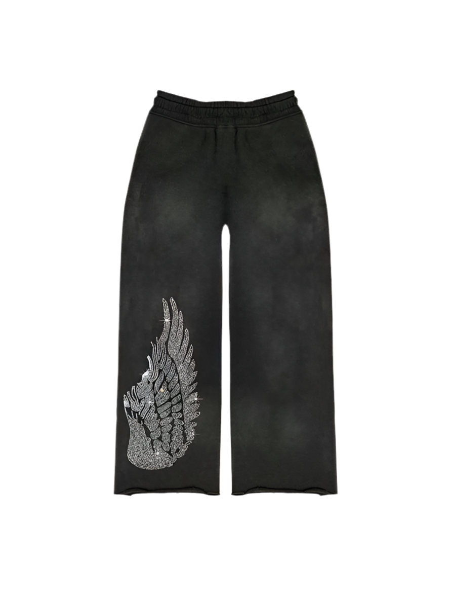 Rhinestone ‘Falling Cross’ Sweatpants